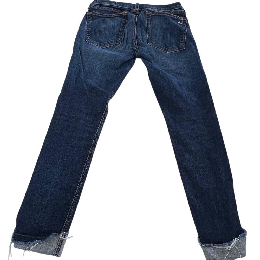 Rag & Bone Jeans Womens 25 Blue Dre Skinny Cuffed Hem Distressed Denim Casual - Picture 3 of 10